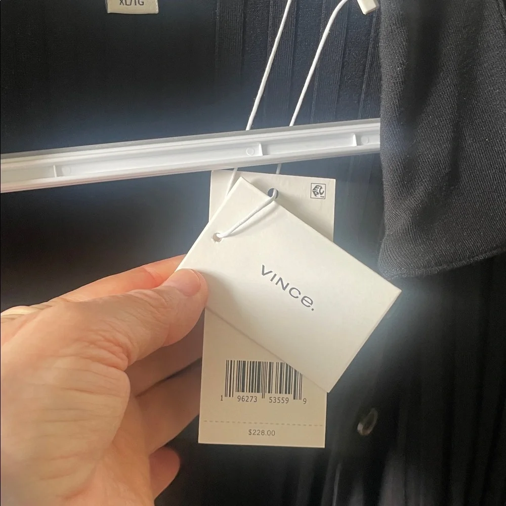 Vince Black Pleated Button-Down Cardigan - Picture 3 of 9